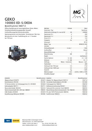 Generatoare de curent diesel Geko ® 100003 ED-S/DEDA