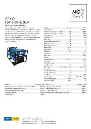 Generatoare de curent diesel Geko ® 10010 ED-S/ZEDA