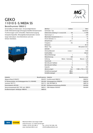 Generatoare de curent diesel Geko ® 11010 E-S/MEDA