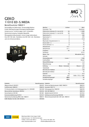 Generatoare de curent diesel Geko ® 11010 ED-S/MEDA