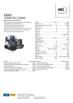 Generatoare de curent diesel Geko ® 150003 ED-S/DEDA
