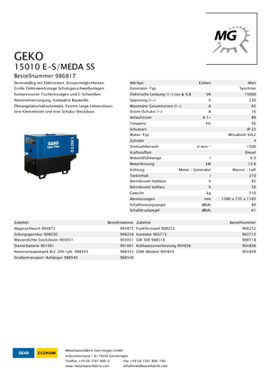 Generatoare de curent diesel Geko ® 15010 E-S/MEDA