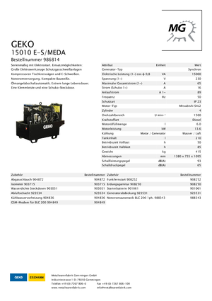 Generatoare de curent diesel Geko ® 15010 E-S/MEDA