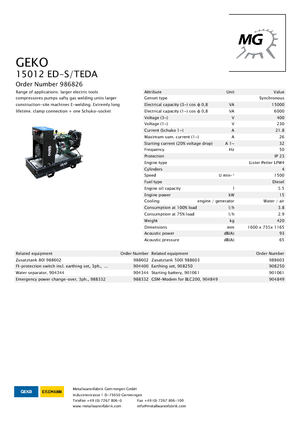Generatoare de curent diesel Geko ® 15012 ED-S/TEDA