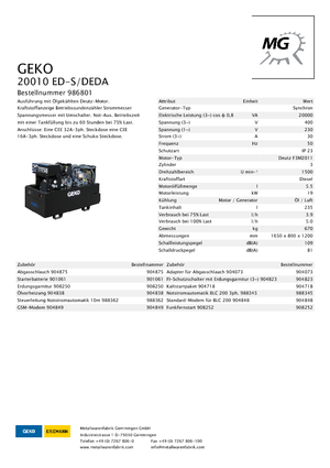 Generatoare de curent diesel Geko ® 20010 ED-S/DEDA