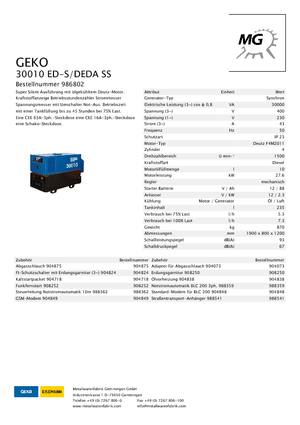 Generatoare de curent diesel Geko ® 30010 ED-S/DEDA