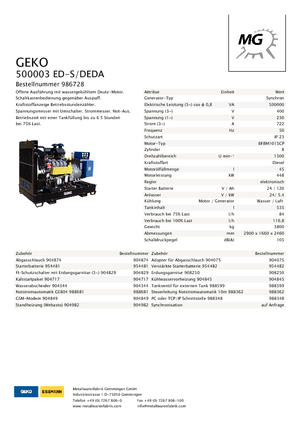 Generatoare de curent diesel Geko ® 500003 ED-S/DEDA