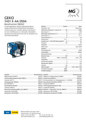 Generatoare de curent diesel Geko ® 5401 E-AA/ZEDA
