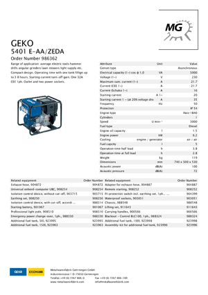 Generatoare de curent diesel Geko ® 5401 E-AA/ZEDA