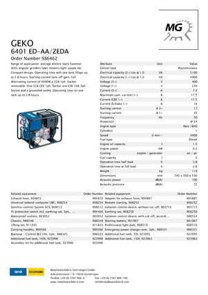 Generatoare de curent diesel Geko ® 6401 ED-AA/ZEDA