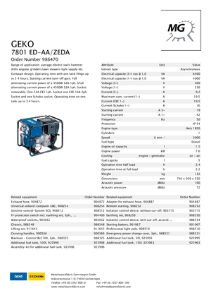 Generatoare de curent diesel Geko ® 7801 ED-AA/ZEDA