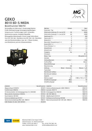 Generatoare de curent diesel Geko ® 8010 ED-S/MEDA
