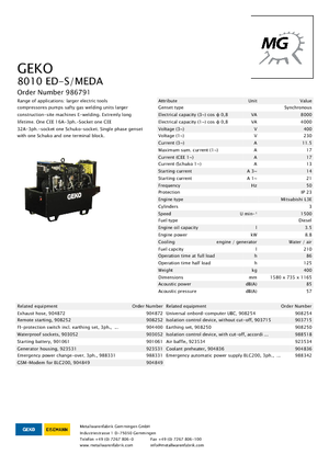 Generatoare de curent diesel Geko ® 8010 ED-S/MEDA