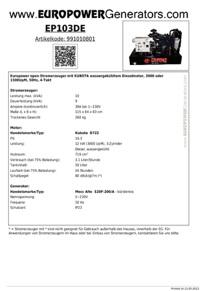 Generatoare de curent diesel Europower EP 103 DE (MA)