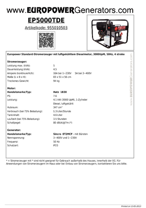 Generatoare de curent diesel Europower EP5000TDE (S)