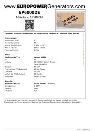 Generatoare de curent diesel Europower EP6000DE (S)