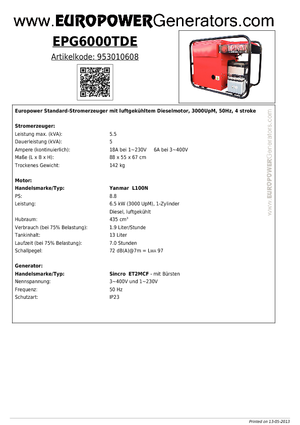 Generatoare de curent diesel Europower EPG6000TDE (S)