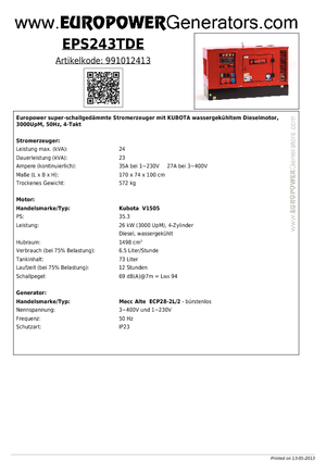 Generatoare de curent diesel Europower EPS243TDE (MA)