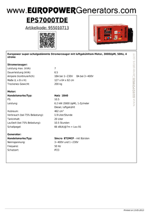 Generatoare de curent diesel Europower EPS7000TDE (S)