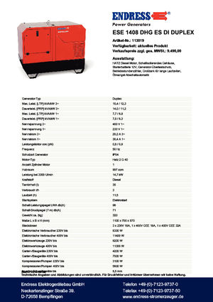 Generatoare de curent diesel Endress ESE 1408 DHG ES Duplex Silent