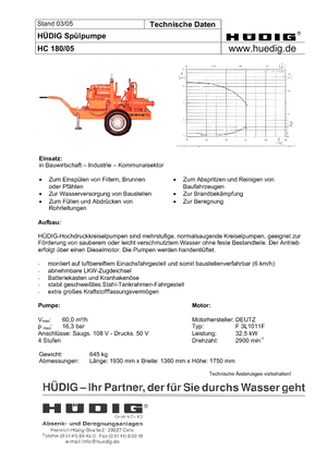 Pompe de spălare diesel Hüdig HC 180/05