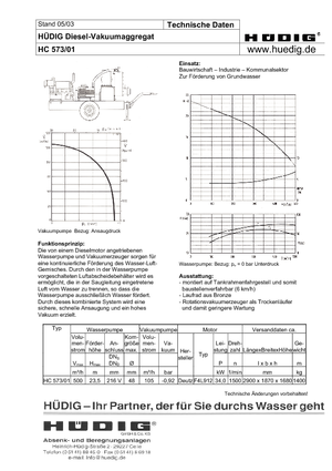 Instalații de scăderea a apelor subterane Hüdig HC 573/01
