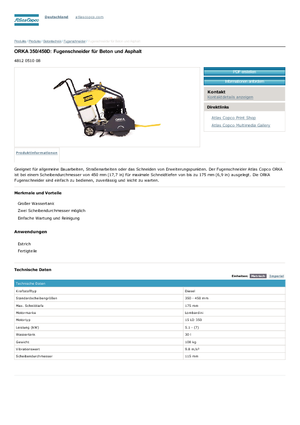 Fierăstraie pentru podea Atlas Copco Orka 350D