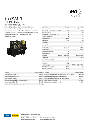 Generatoare de curent diesel Eisemann P 11011 DE