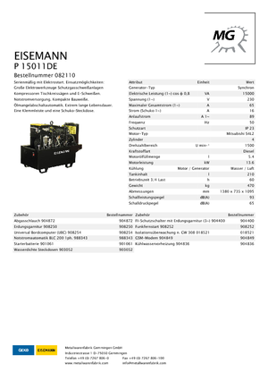Generatoare de curent diesel Eisemann P 15011 DE