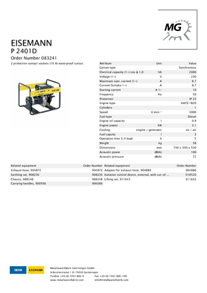 Generatoare de curent diesel Eisemann P 2401 D