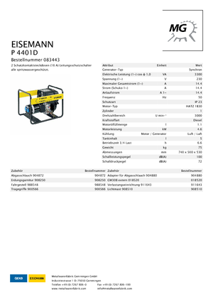 Generatoare de curent diesel Eisemann P 4401 D