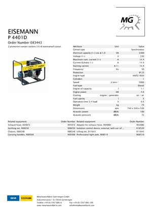 Generatoare de curent diesel Eisemann P 4401 D