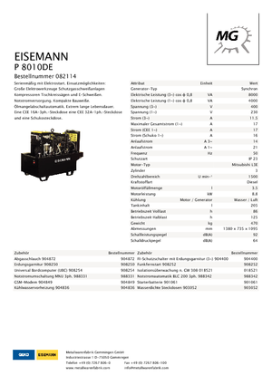 Generatoare de curent diesel Eisemann P 8010 DE