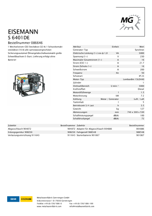 Generatoare de curent diesel Eisemann S 6401 DE