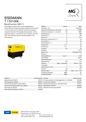 Generatoare de curent diesel Eisemann T 15010 DE