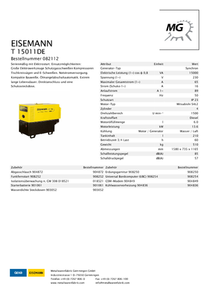 Generatoare de curent diesel Eisemann T 15011 DE