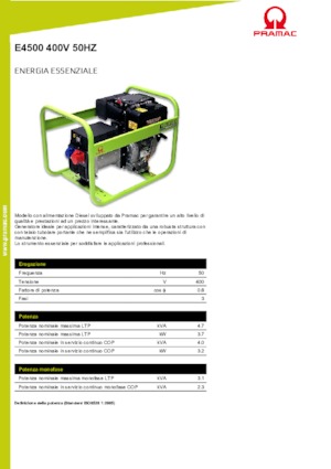 Generatoare de curent diesel PRAMAC Lifter E 4500 TYH