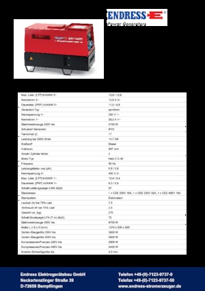 Generatoare de curent diesel Endress ESE 1204 DHS-GT ES ISO DI