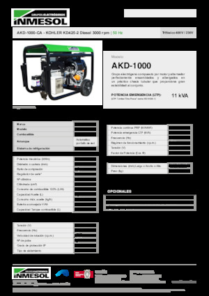 Generatoare de curent diesel INMESOL AKD-1000-CA