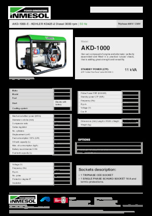 Generatoare de curent diesel INMESOL AKD-1000-E
