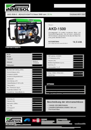Generatoare de curent diesel INMESOL AKD-1500-E