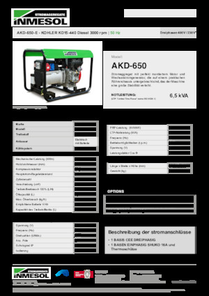 Generatoare de curent diesel INMESOL AKD-650-E