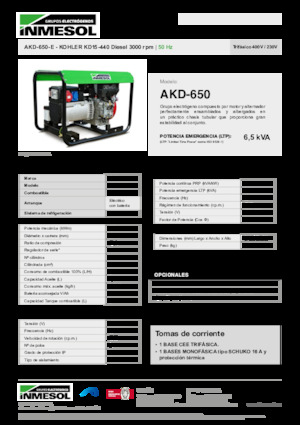 Generatoare de curent diesel INMESOL AKD-650-E