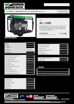 Generatoare de curent diesel INMESOL AL 1200-CA