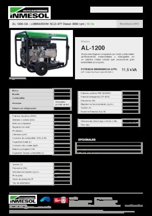 Generatoare de curent diesel INMESOL AL 1200-CA