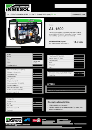 Generatoare de curent diesel INMESOL AL 1500-E
