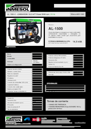 Generatoare de curent diesel INMESOL AL 1500-E