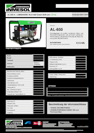 Generatoare de curent diesel INMESOL AL 650-E