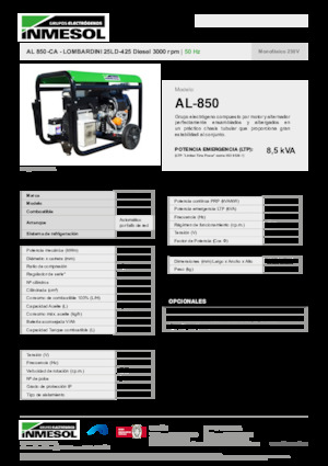 Generatoare de curent diesel INMESOL AL 850-CA
