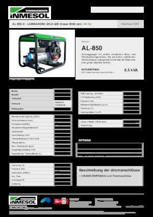 Generatoare de curent diesel INMESOL AL 850-E